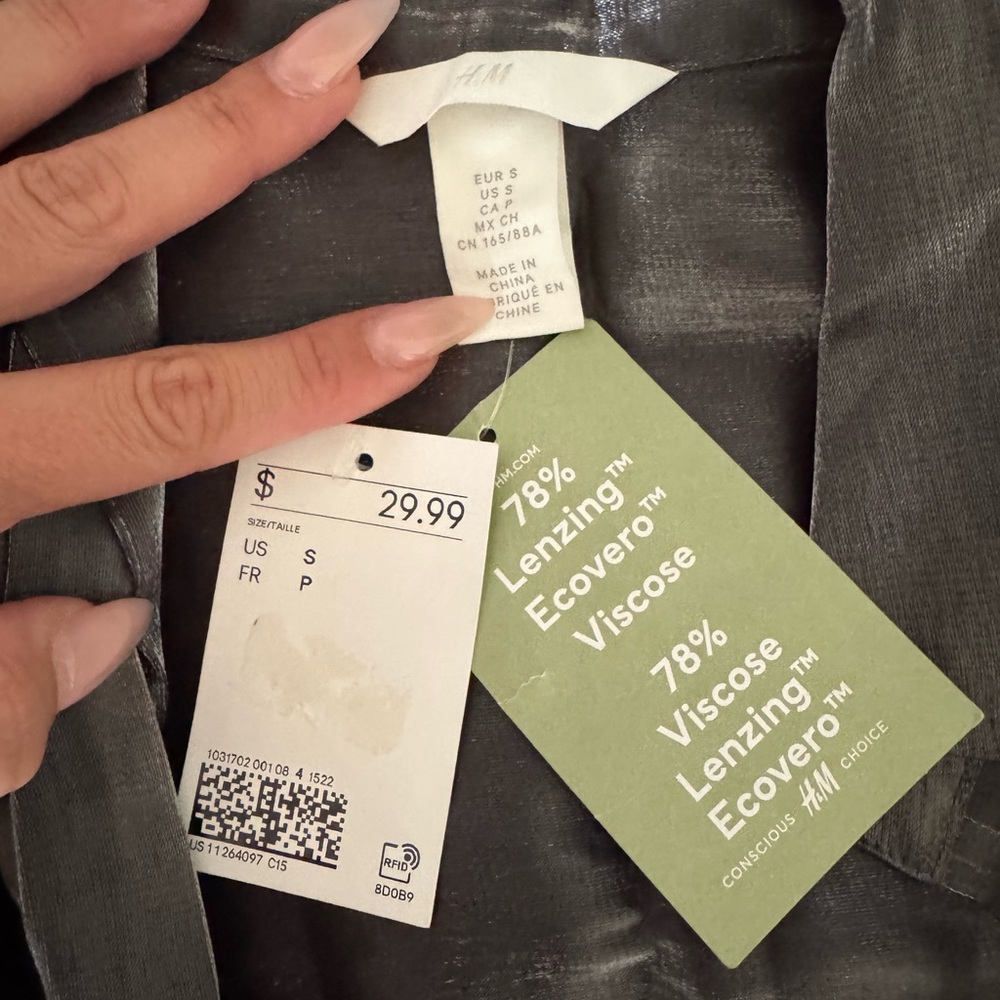 H&M Charcoal Button-Up Shirt, Women’s S - Picture 5 of 5